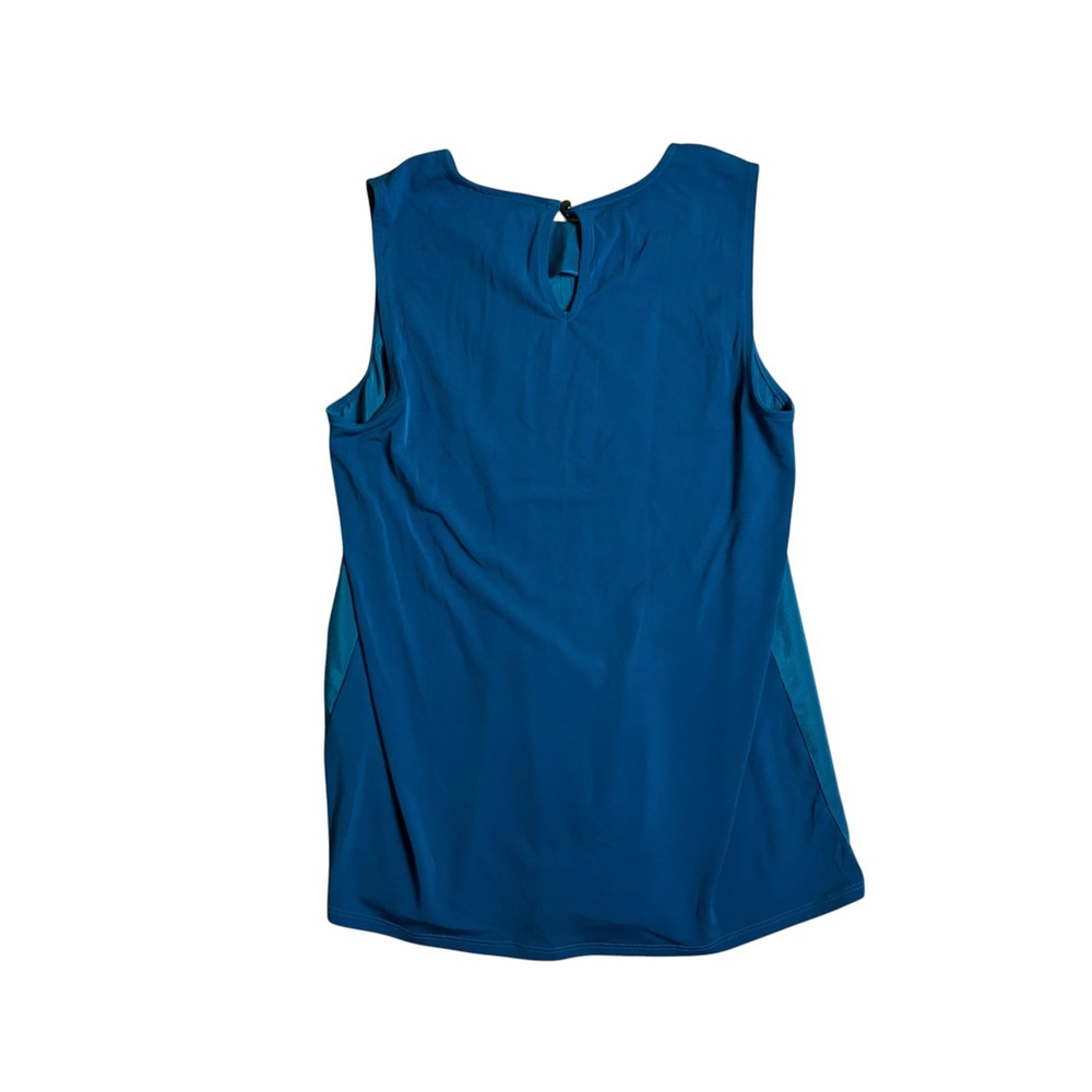 Banana Republic Womens XS Teal Blue Pleated Front Mixed Media Sleeveless Blouse - Picture 8 of 8